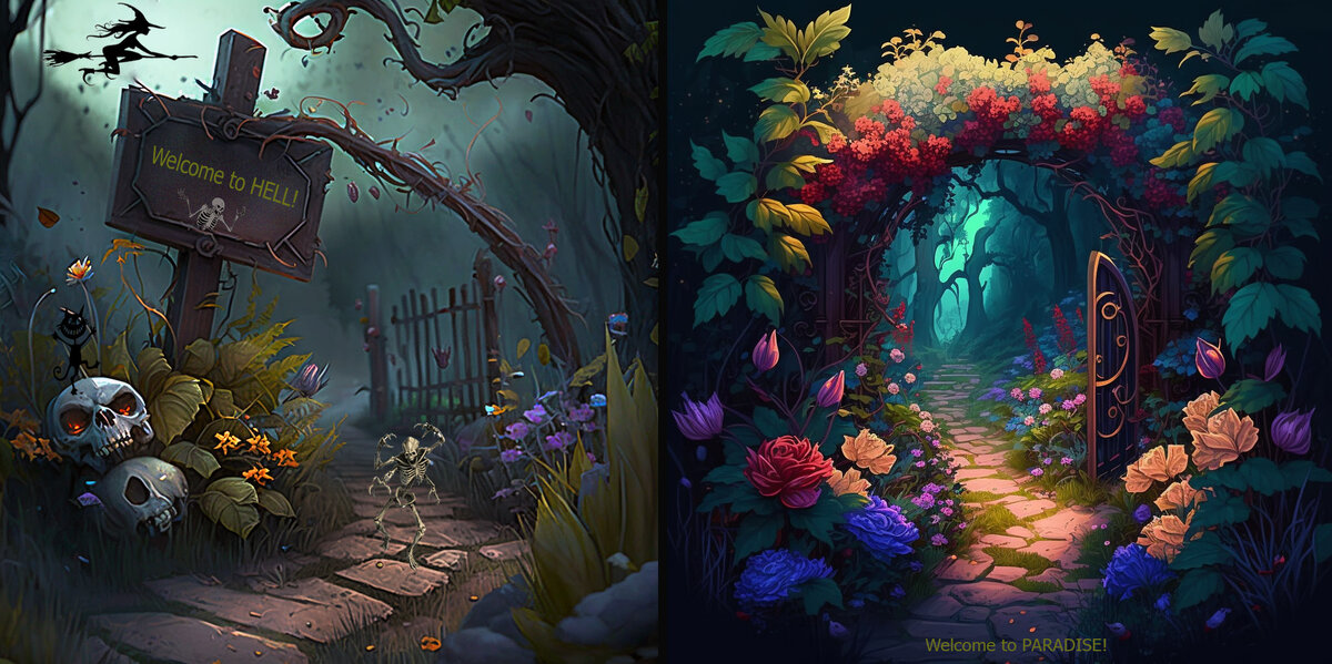 Добро пожаловать в РАЙ, но дорога в АД не закрыта. Welcome to HEAVEN, but the road to HELL is not closed.
