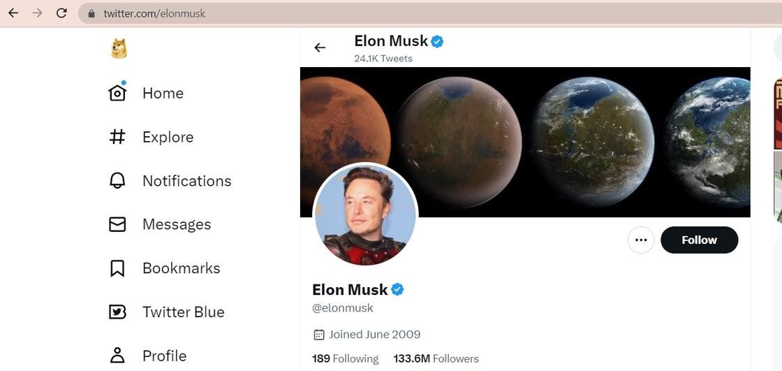    Профиль Илона Маска:twitter.com/elonmusk