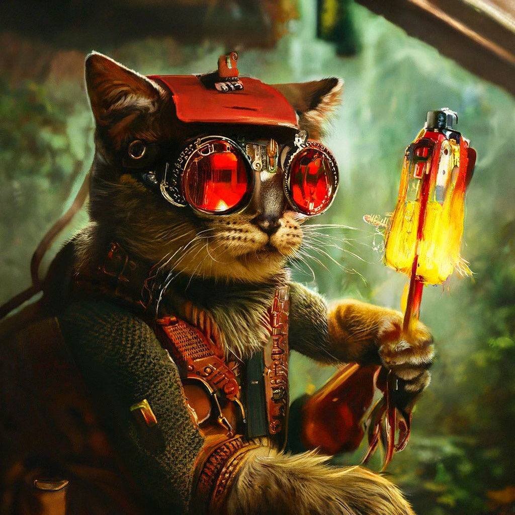 Кот-работяга, специалист по триммерам с леской Барсик