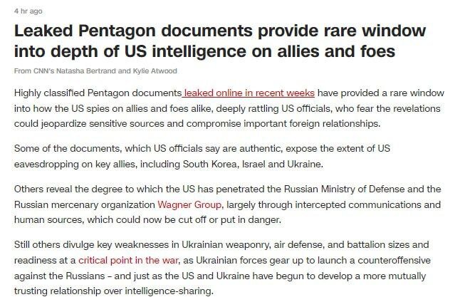 Тут написано, что из документов следует, что США прослушивали Зеленского и его компанию.