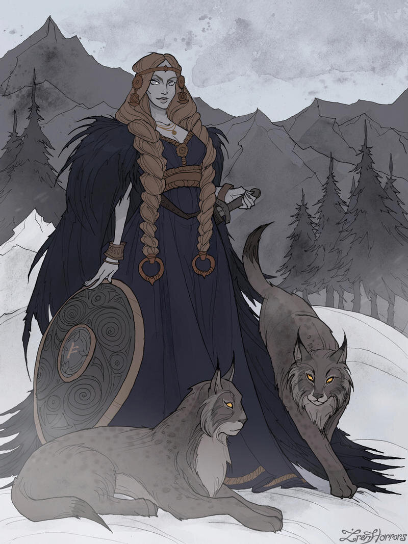 Freya (https://static.wikia.nocookie.net/gods_and_demons/images/9/90/Freya_by_irenhorrors_dcc5lfn-fullview.jpg/revision/latest?cb=20210926050030)