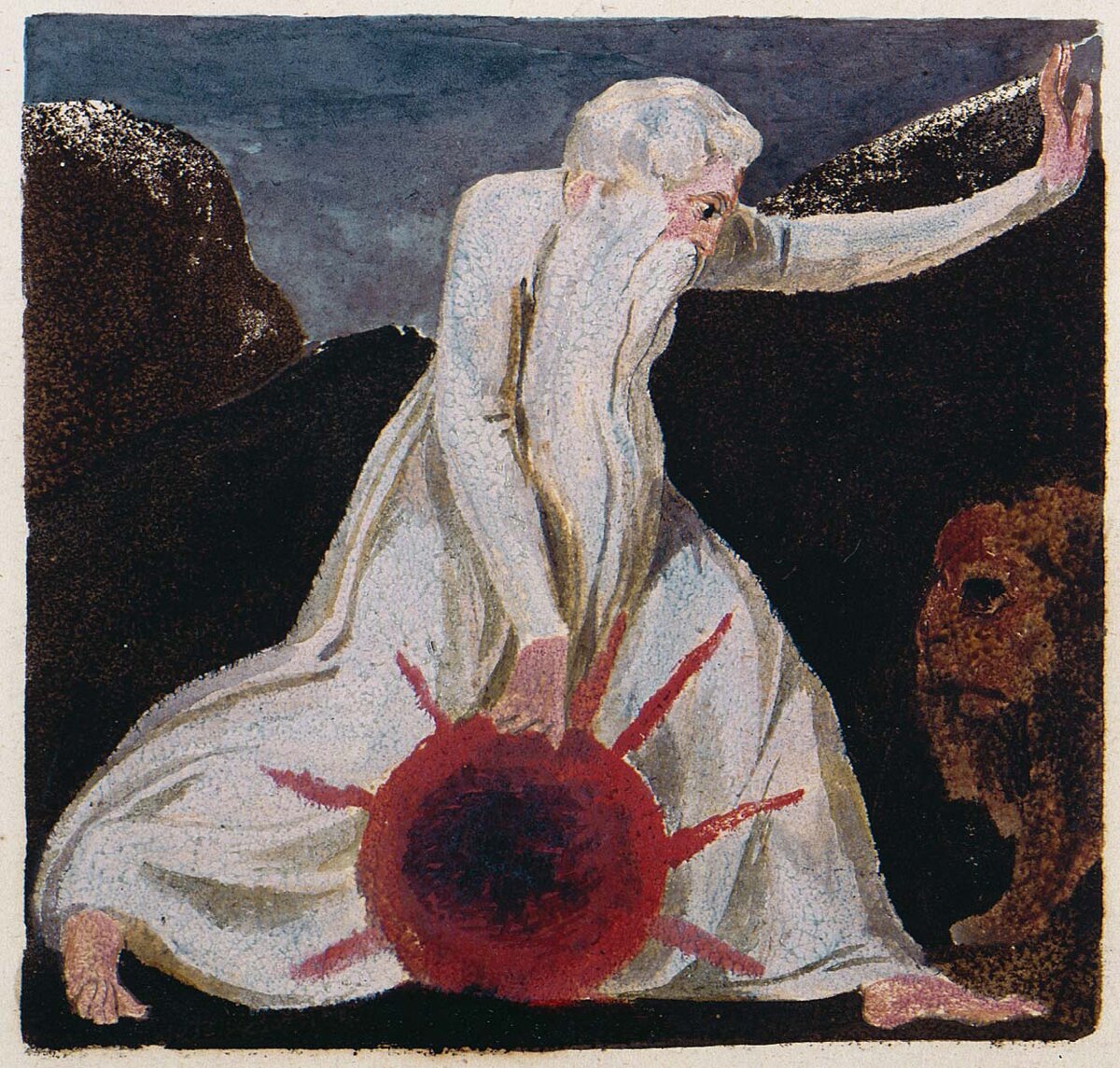 Юризен Уильяма Блейка, создающий вселенную (A Small Book of Designs, 1796, The First Book of Urizen, Plate 23, Object 7, William Blake)