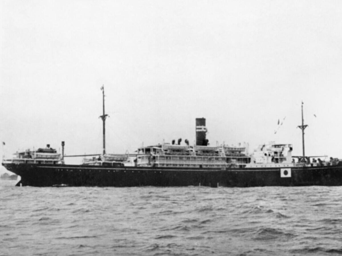    Японское судно Montevideo Maru, потопленное подводной лодкой США Sturgeon в 1942 году © Фото : Public domain