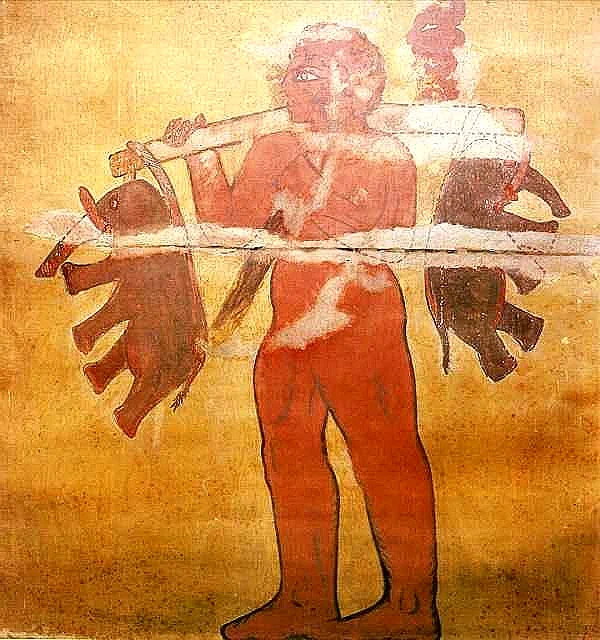 Фреска из Нубийских пирамид, которую альтернативщики используют в качестве доказательства существования великанов. Фото с сайта https://www.reddit.com/