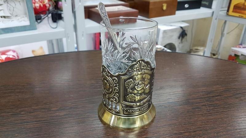 Подстаканник латунный "Банный" 10*11*9 см