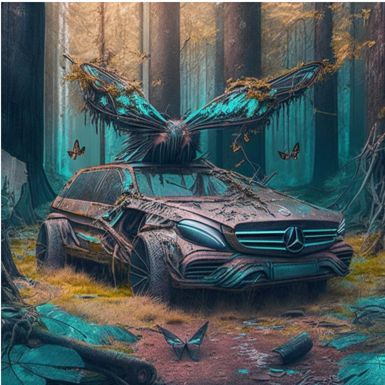 Mercedes в лесу