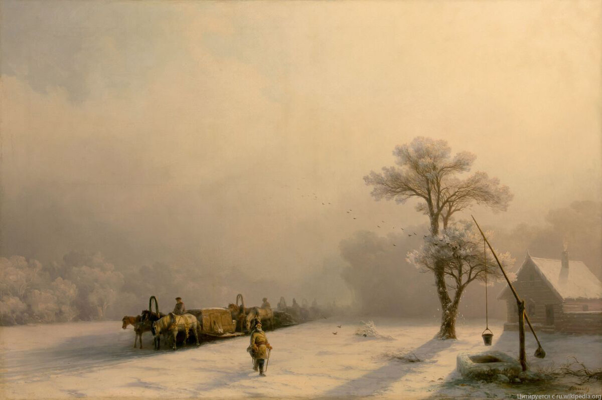 И.К. Айвазовский. Зимний обоз в пути (1857). Смоленская художественная галерея