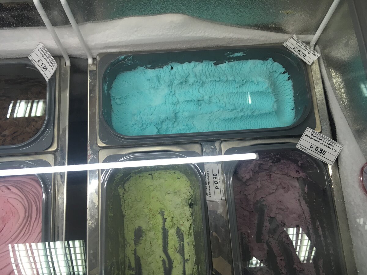 Разноцветное мороженое.
