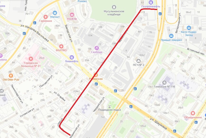 Улица Черкасская (Екатеринбург) © Яндекс