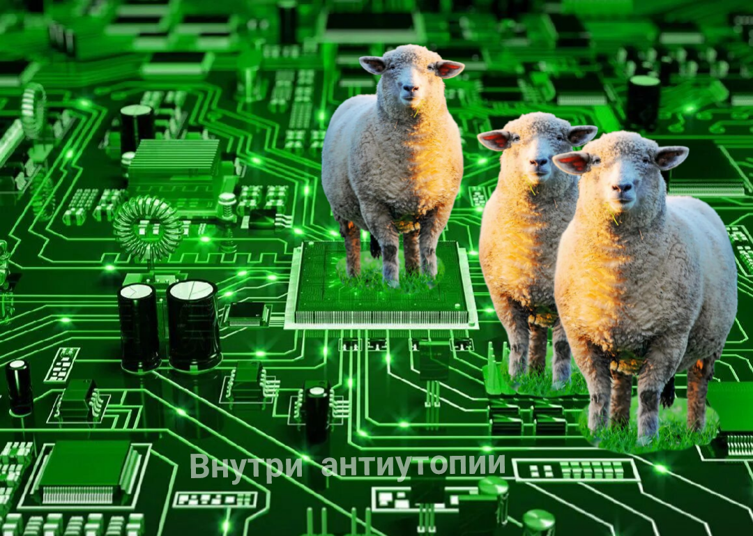 Коллаж автора к книге Ф. Дика "Мечтают ли андроиды об электрических овцах?"