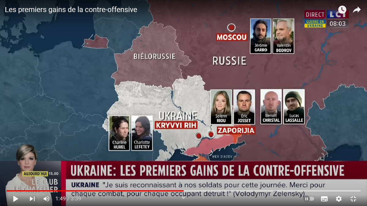 Корреспонденты LCI в разных города Украины и России. Скриншот передачи с канала LCI в YouTube.