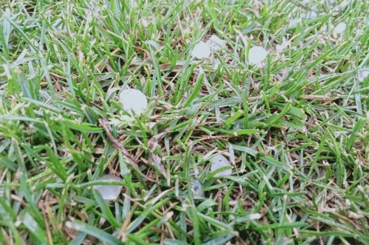    В Юбилейном микрорайоне Краснодара идет град