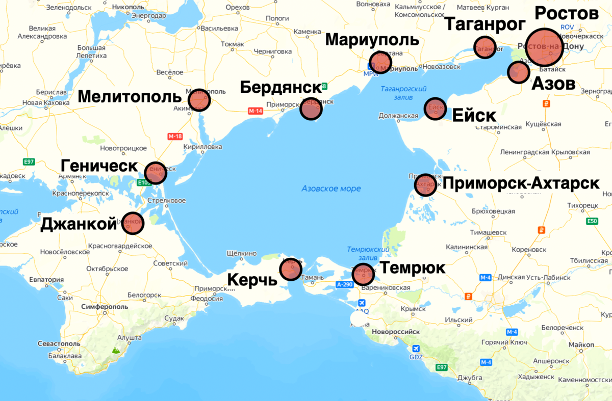 Кольцевая автодорога вокруг Азовского моря. Азовское море на карте. Карта Азовского моря с городами. Города вокруг Азовского моря.