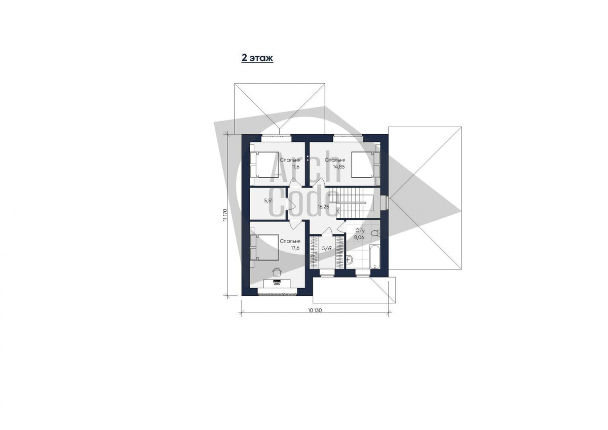 Проект двухэтажного дома «Москвичка» | ArchCode | Проектирование домов ...