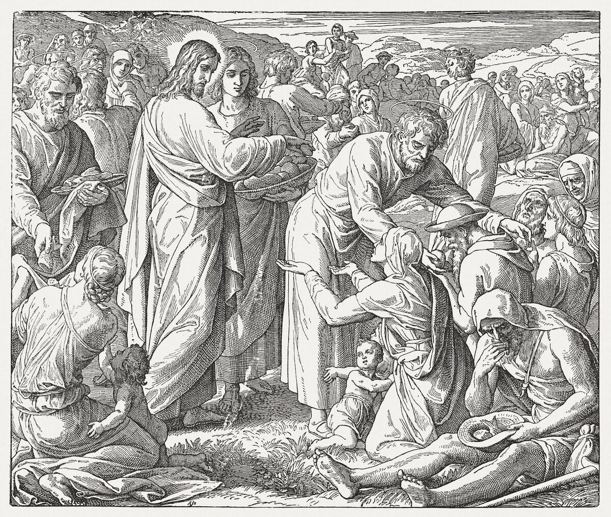 Юлиус Шнорр фон Карольсфельд. Насыщение пяти тысяч. 1852–1860 гг.