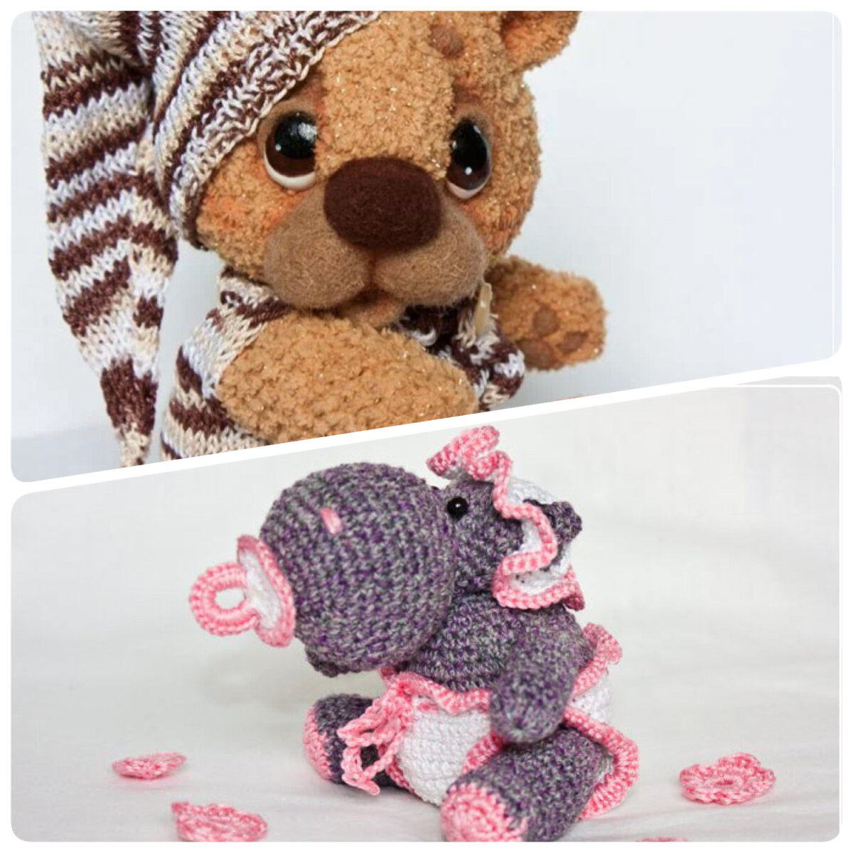 Мишка и беремотик связаны крючком 