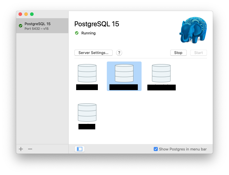 Интерфейс Postgresapp