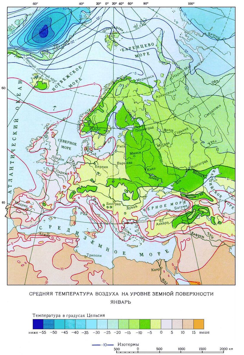 Климатическая карта европейской части россии