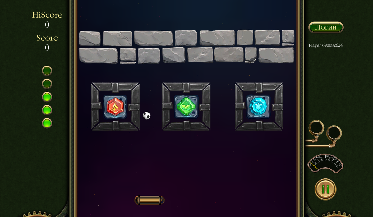 Второй уровень игры "Арканоид приключение"