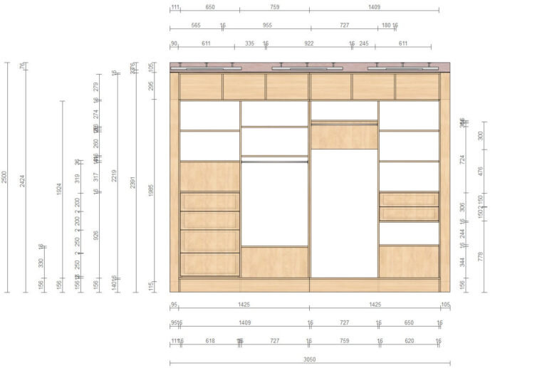 Изготовление шкафа-купе: чертежи с описанием и размерами