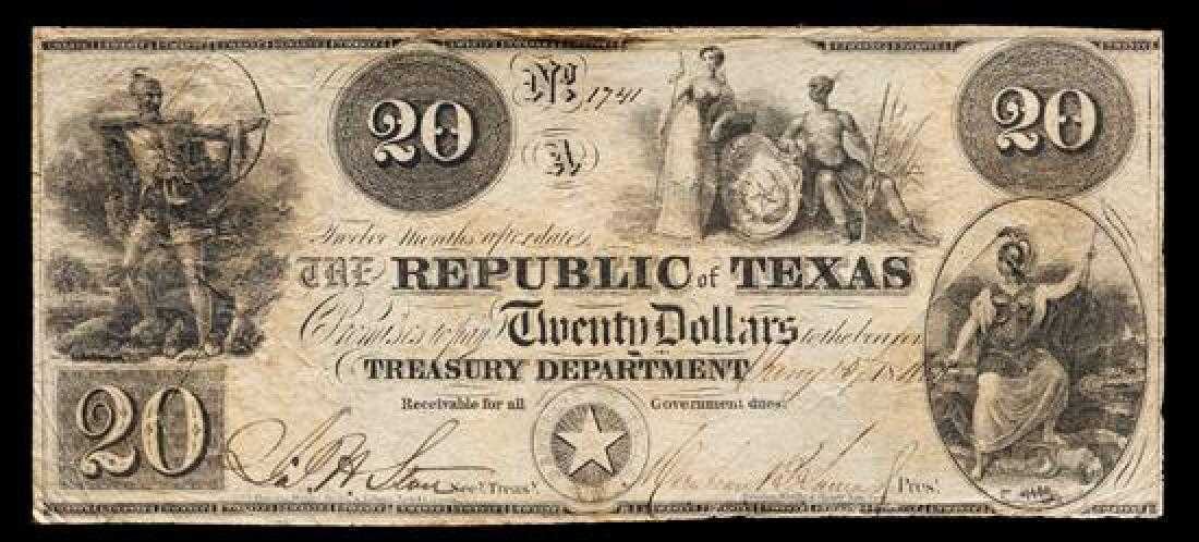 Доллар 20.02 2024. Банкнота 20 долларов 1882 года. Банкнота 20 долларов США 1910-го года. Техасская Республика. Доллары 20 ых.
