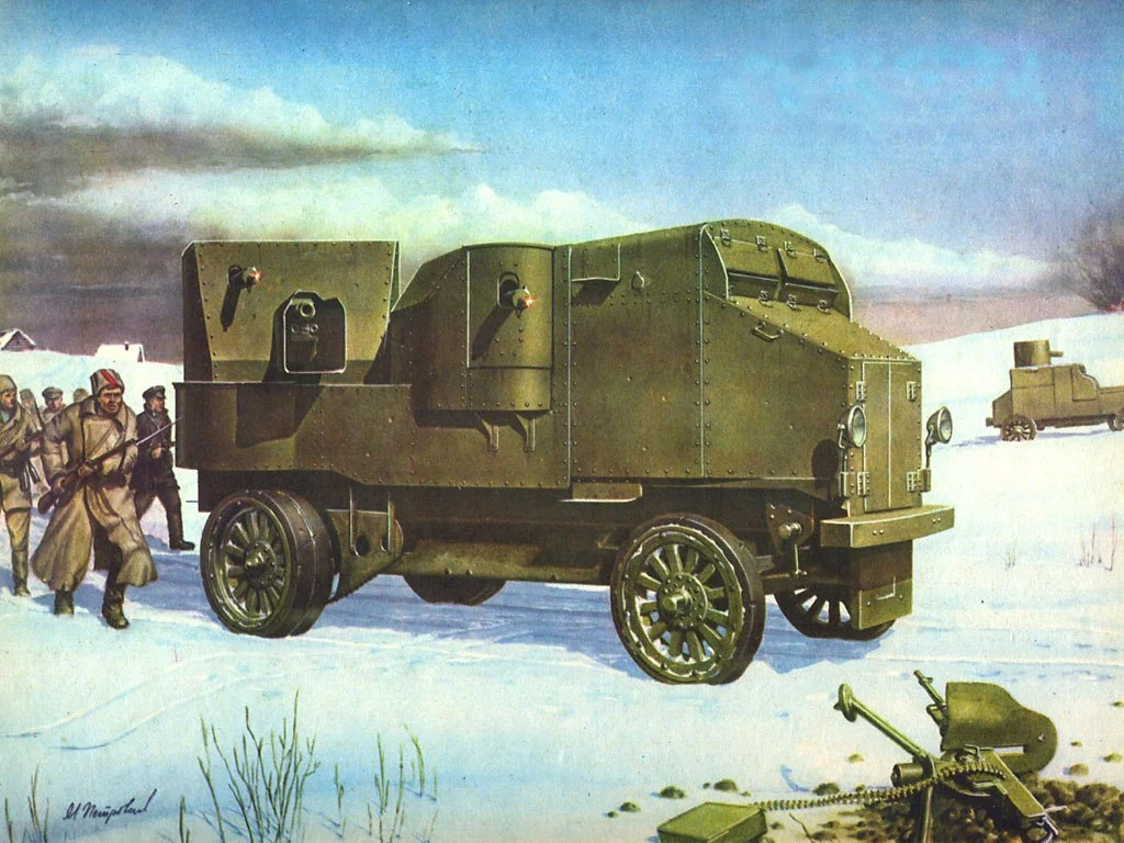 Русский танк в бою