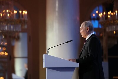    Президент РФ Владимир Путин выступает на международной парламентской конференции "Россия - Африка в многополярном мире" ©Гавриил Григоров РИА Новости