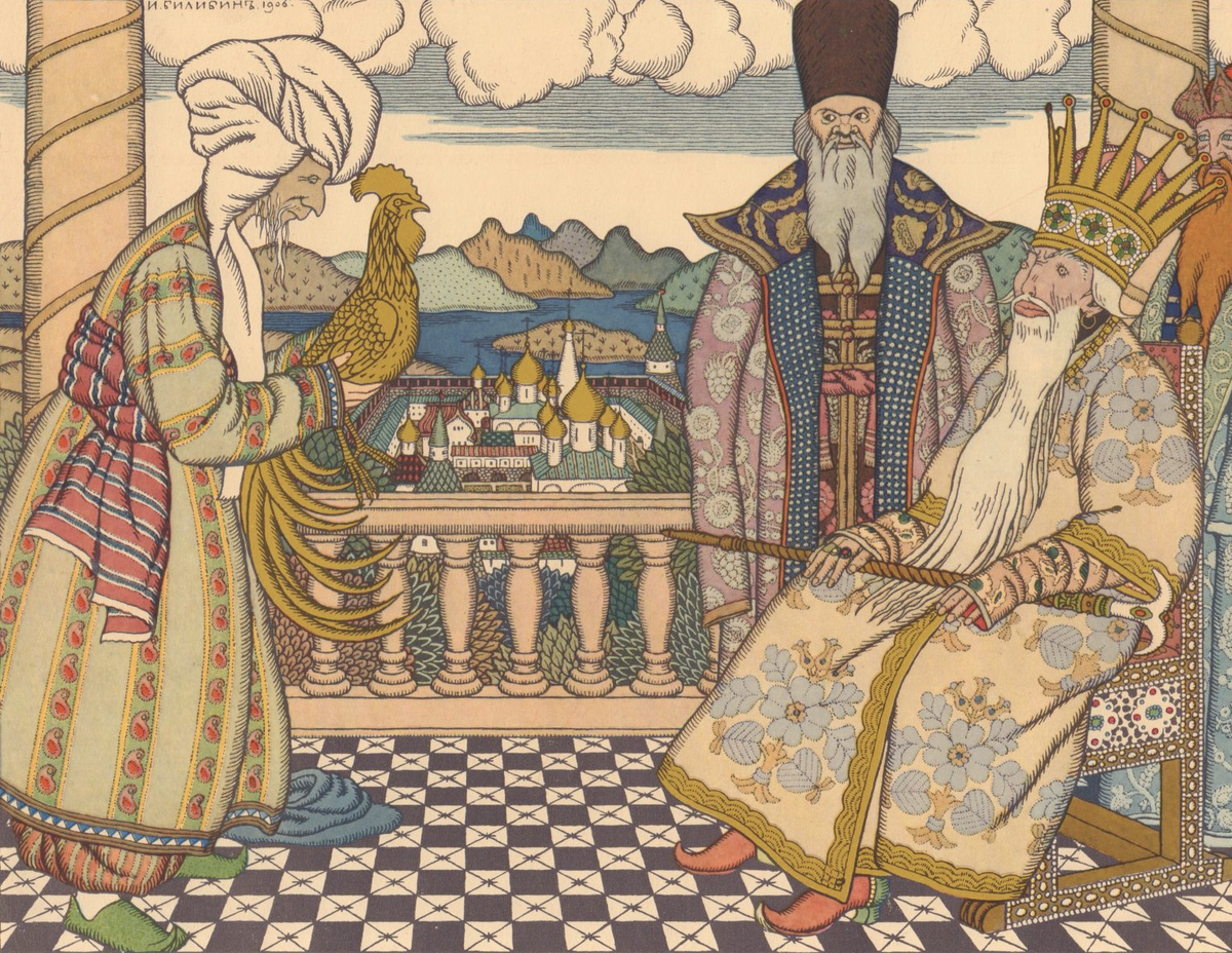 И. Я. БИЛИБИН (1876-1942). ИЛЛЮСТРАЦИЯ К "СКАЗКЕ О ЗОЛОТОМ ПЕТУШКЕ" А. С. ПУШКИНА. 1906 Г.