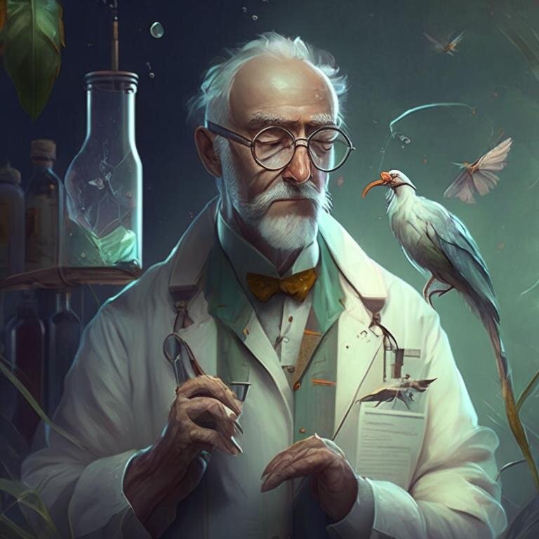     «Довольный ученый опубликовался в журанле Nature», стиль: artstation