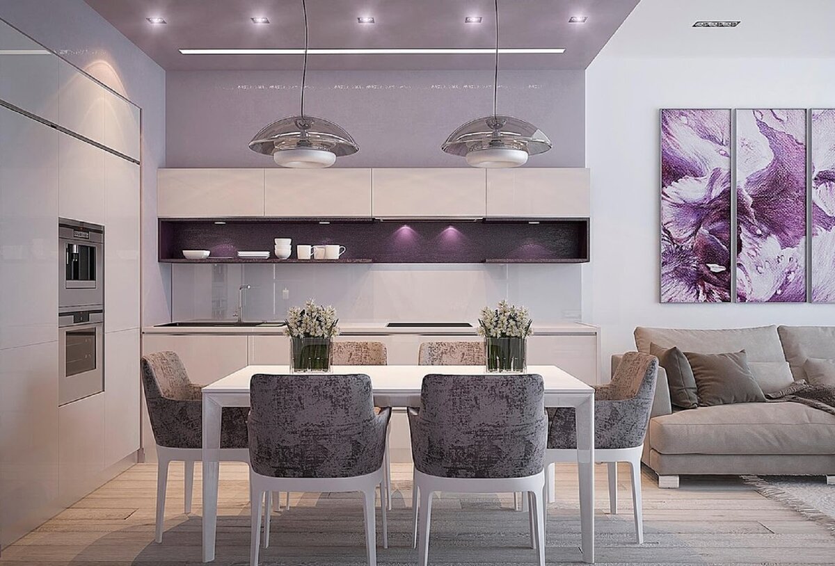 Кухня гостиная в фиолетовом цвете. Дизайн цвет кухни гостиной. Модная кухня гостиная. Дизайн цвет кухни гостиной. Дизайн цвет кухни гостиной.