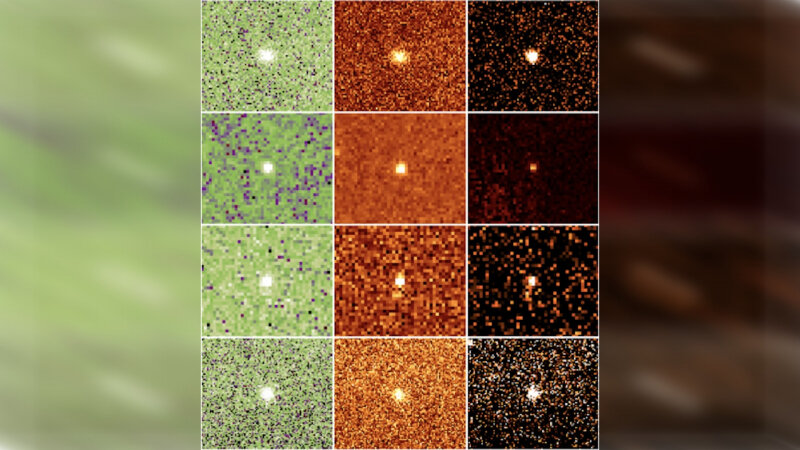    Троянские астероиды Нептуна, снятые на разные телескопы. Источник изображения: Брайс Болин