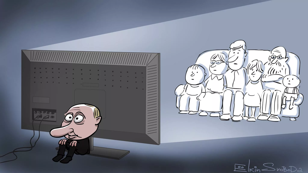 Карикатура Елкина, признанного иноагентом в РФ