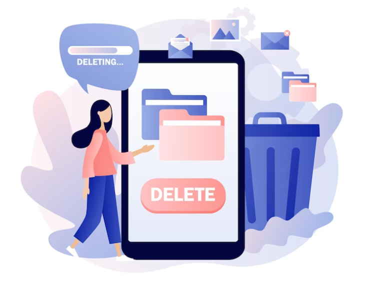 Request data delete. Data deleted. delete vector.