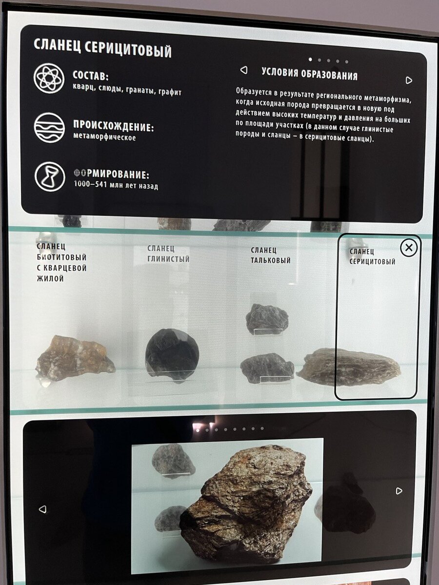 Некоторые виды сланцев. Древние метаморфические породы Кавказских гор. 