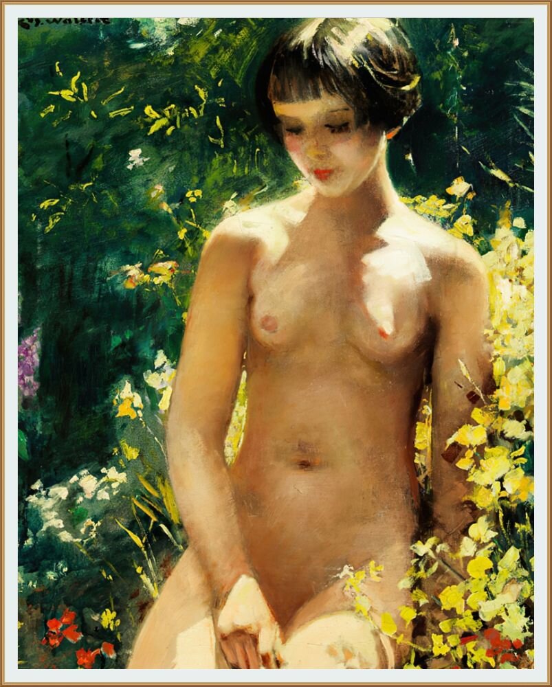 © Шарль Жозеф Ватле  / Charles Joseph Watelet / MÄDCHENAKT IN DER LANDSCHAFT / ОБНАЖЕННАЯ ДЕВУШКА В ПЕЙЗАЖЕ / Холст, масло / 50 x 40 см