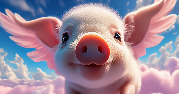 "When pigs fly", "Шедеврум" 0.5.0, экран, пиксели, 2023. Фрагмент.