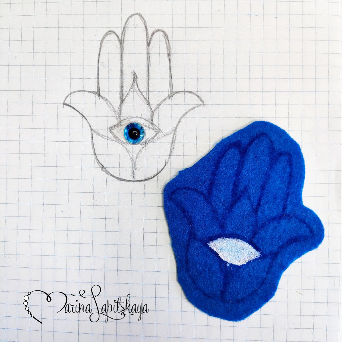 Шаблон. Переносим рисунок на фетр, тонируем белой краской глаз