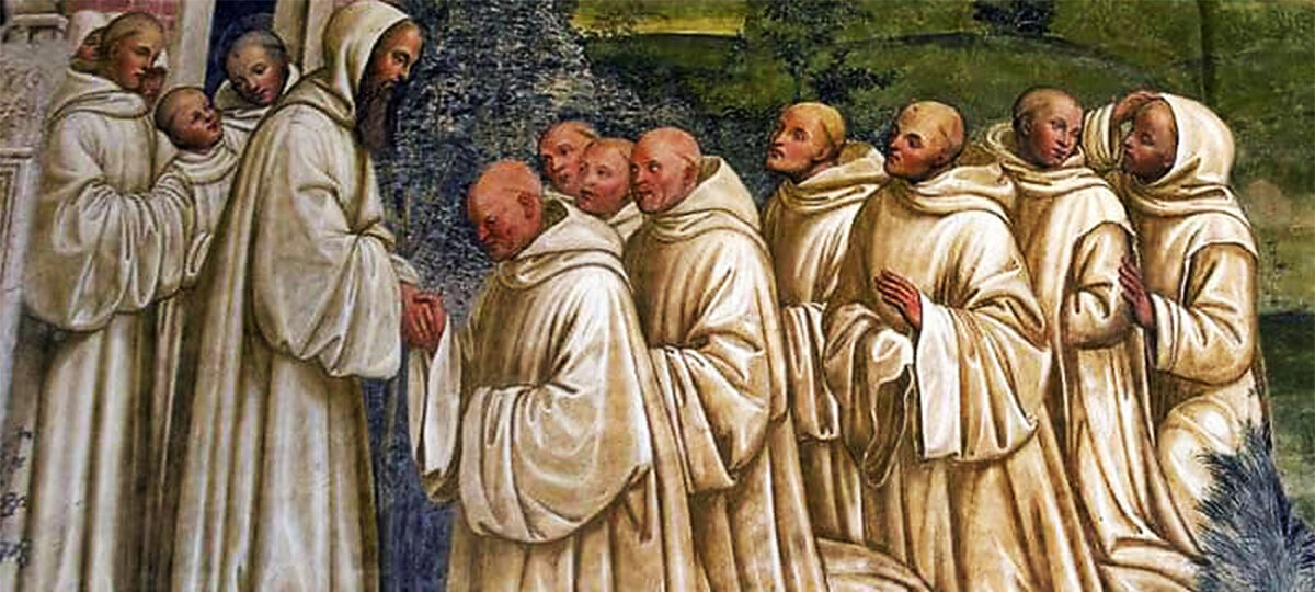Цистерцианцы и Аббатство Клюни́ (фр. Cluny) — бывшее бенедиктинское аббатство в Верхней Бургундии, недалеко от Макона. Источники: https://ru.wikipedia.org/wiki/Клюни#/media/Файл:Cluny-Abtei-Ostfluegel-mtob.jpg и https://www.peelpie.com/wp-content/uploads/2019/04/Abbazia_Benedettini_4.jpg