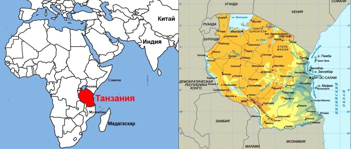 Танзания на карте. Расположение Танзании на карте. Географическая карта Танзании. Географическое положение Танзании. Танзания политическая карта.