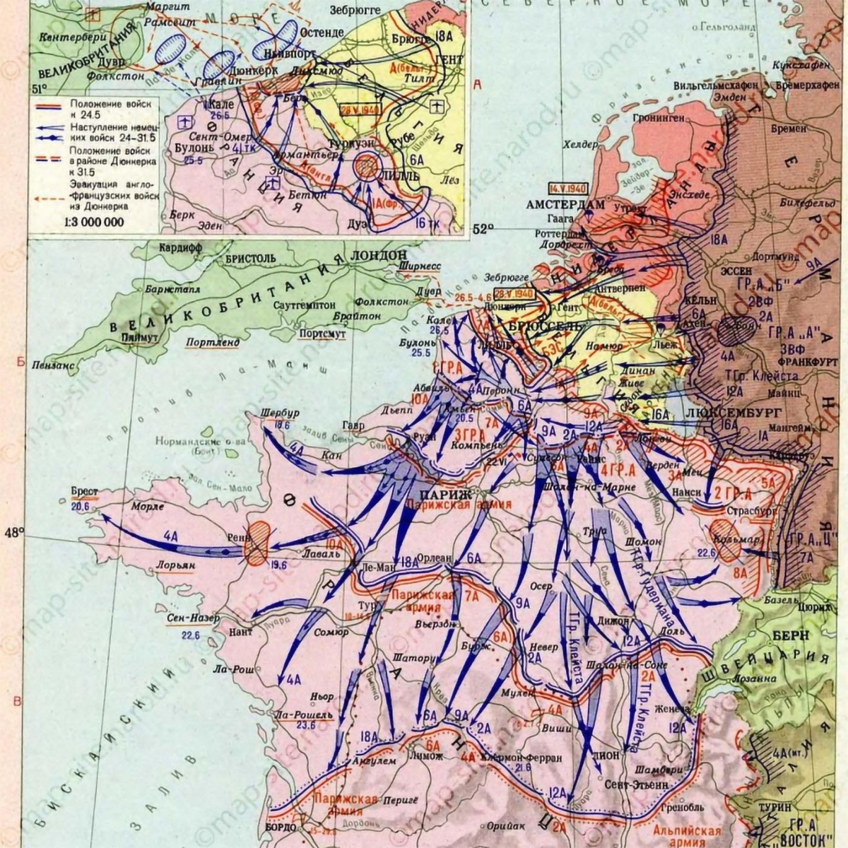 Оккупация стран западной европы. Карта захвата Франции 1940. План нападения на Францию 1940. Франция 2 мировая война карта. Поражение Франции во второй мировой войне карта.