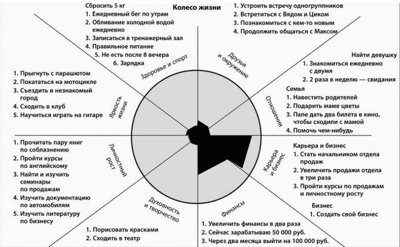 Пример Колеса из книги «Экстремальный тайм-менеджмент»