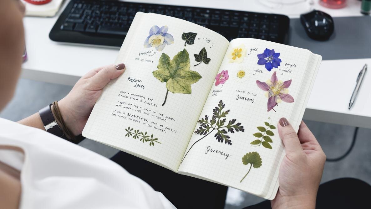 Блокнот с прессованными цветами.