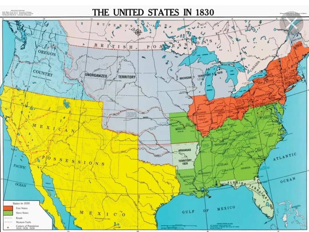 Карта сша 1840 года