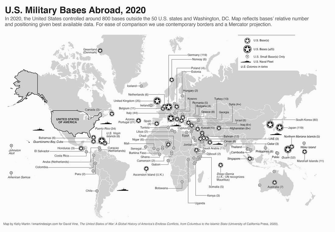 Карта баз сша