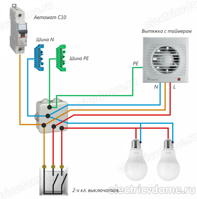 Как Подключить Вентилятор В Ванной К Выключателю - 3 СПОСОБА.