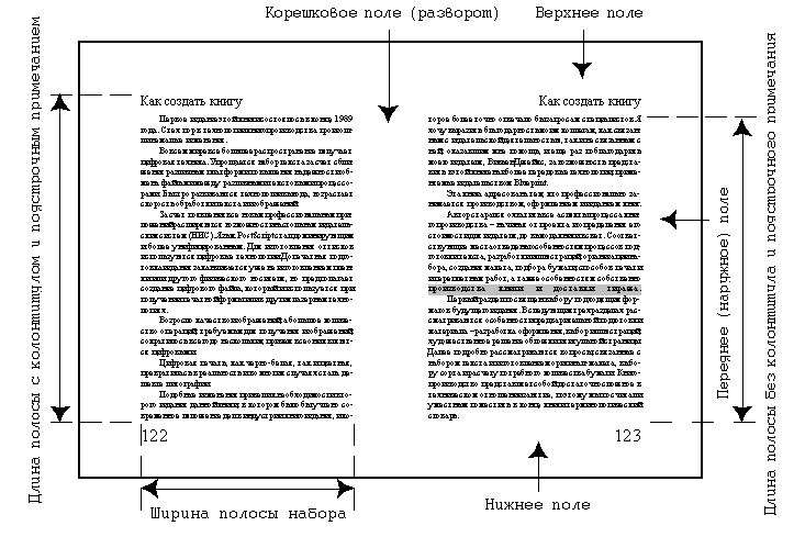 Расположение полей в современной книге.