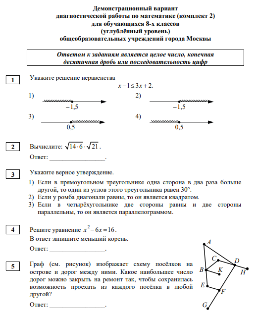 Демоверсия мцко по математике