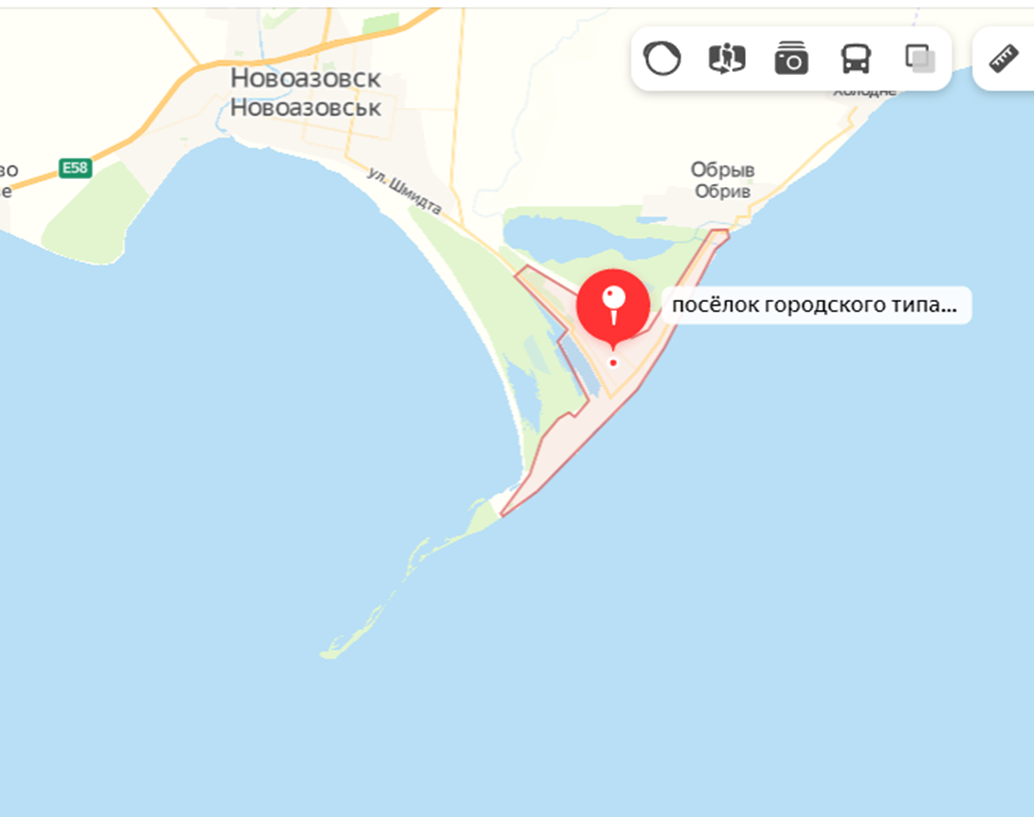 Расположение пос. Седово / Кривая коса. Яндекс.Карты