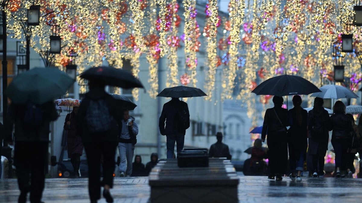    Прохожие на одной из улиц Москвы во время дождя© РИА Новости / Владимир Астапкович