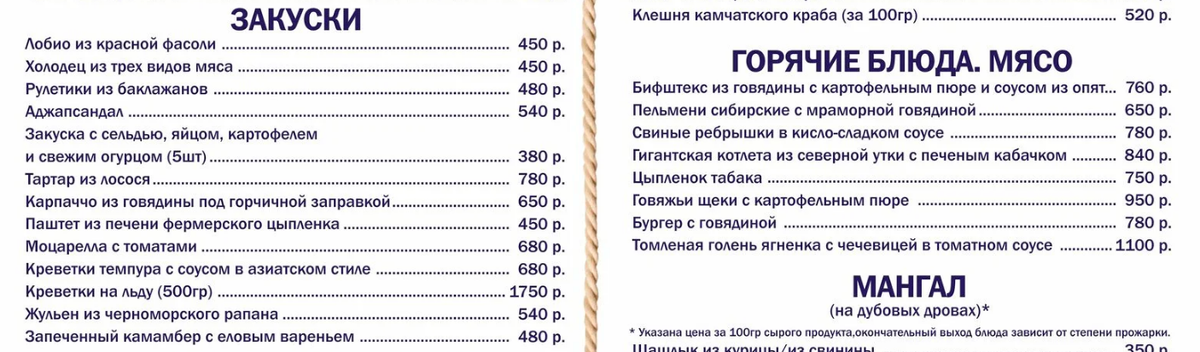 Закуски и мясо